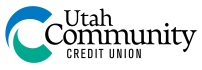 Logo: Blue and green swooshes which together make the shape of the letter C - Black text: Utah 社区 Credit Union