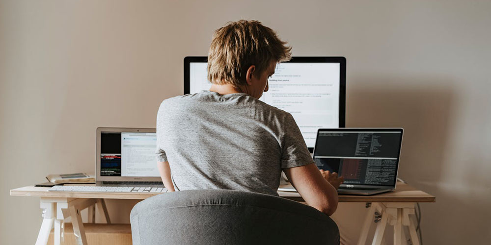 man working at a desk