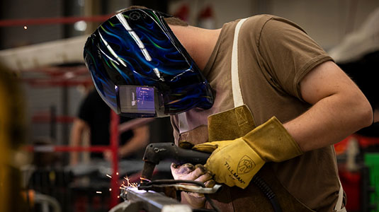 student welding