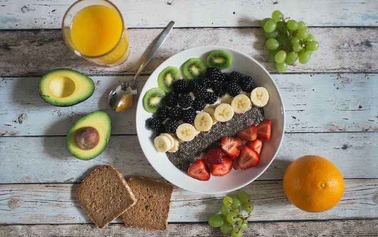 Food on a plate and on a table