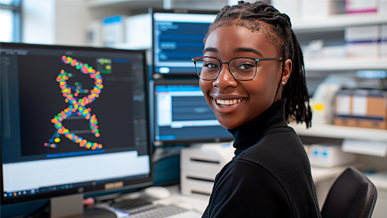 Person looking at dna on a computer