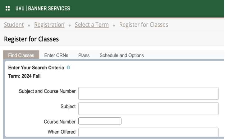 find classes tab