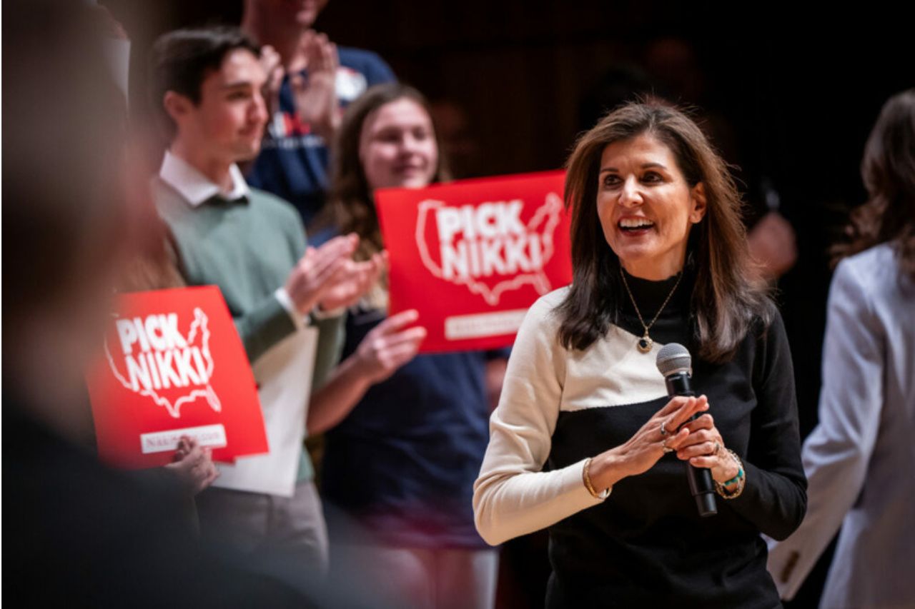 Nikki Haley on stage at UVU