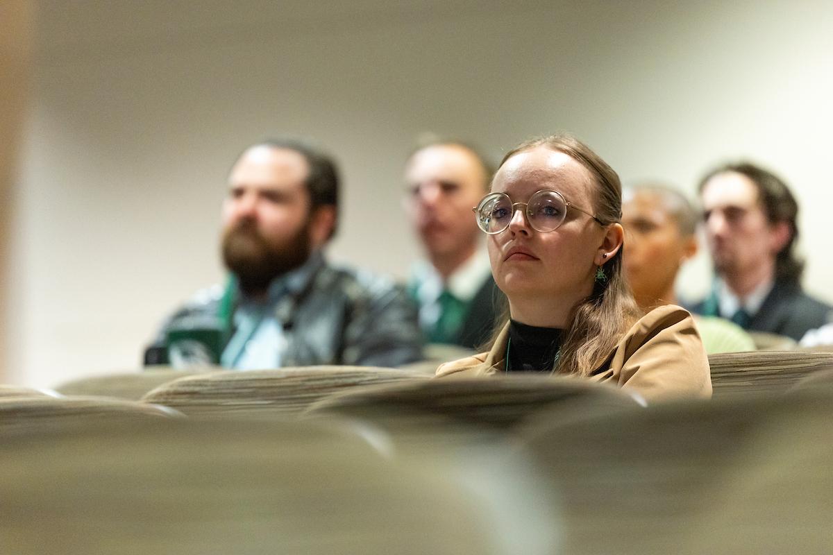 students listening to the keynote speaker