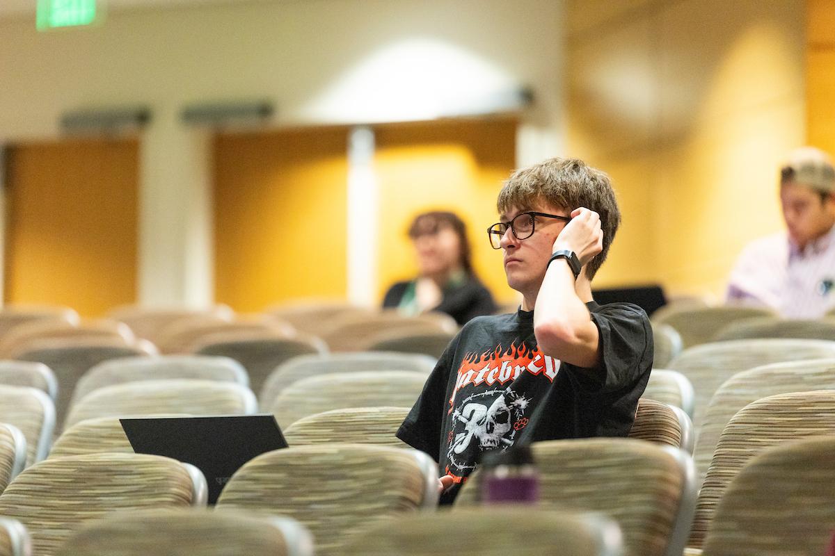 students listening to the keynote speaker