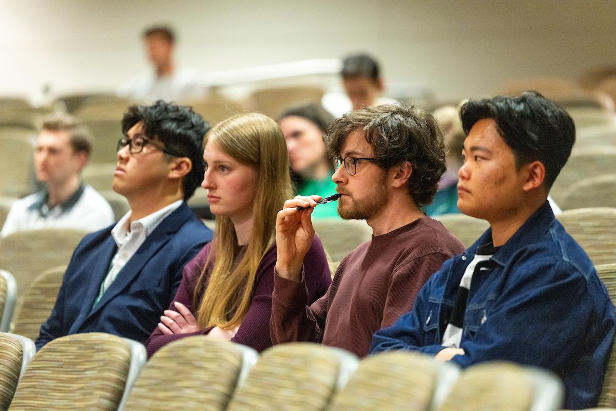 students listening to the keynote speaker