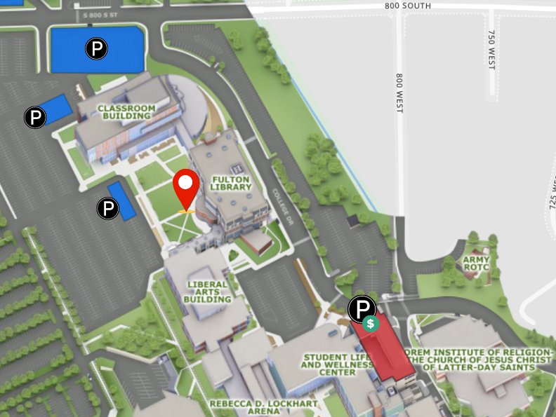 停车 map for the Fulton Library