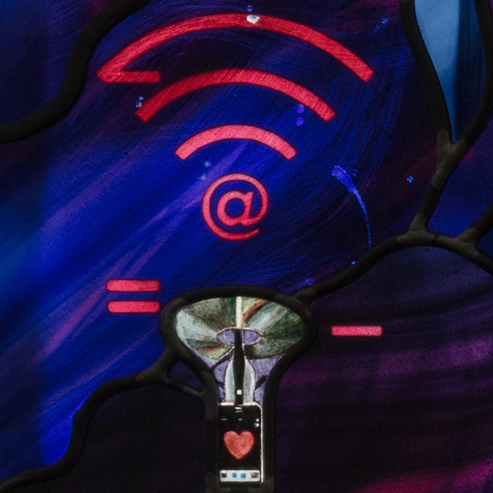 Roots of Knowledge panel depicting the internet.