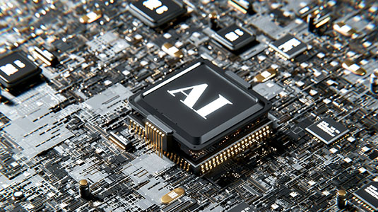 computer chip that reads "AI"
