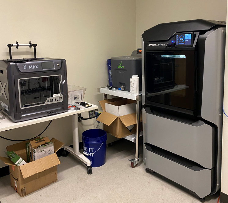 a room that showcases our 3d printers
